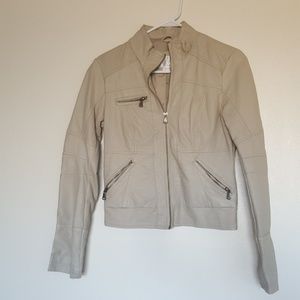 Beige Faux Leather Jacket